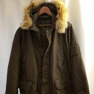 Club Monaco Fur Collar Hooded Long Coat